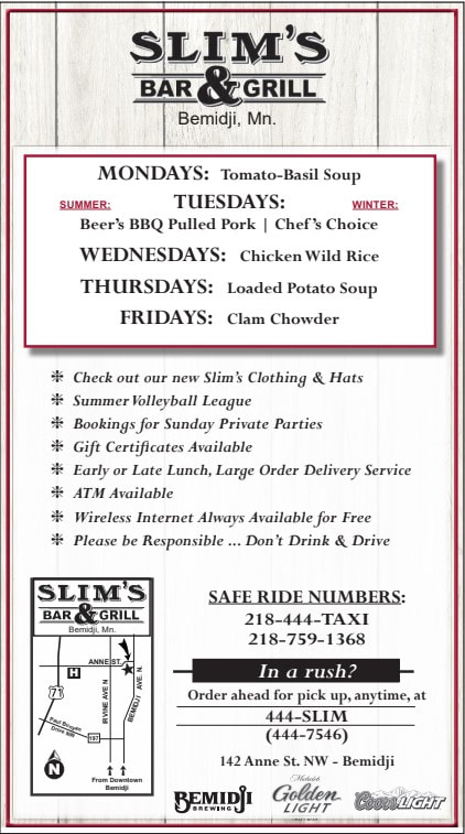 Slim's Bar & Grill menu